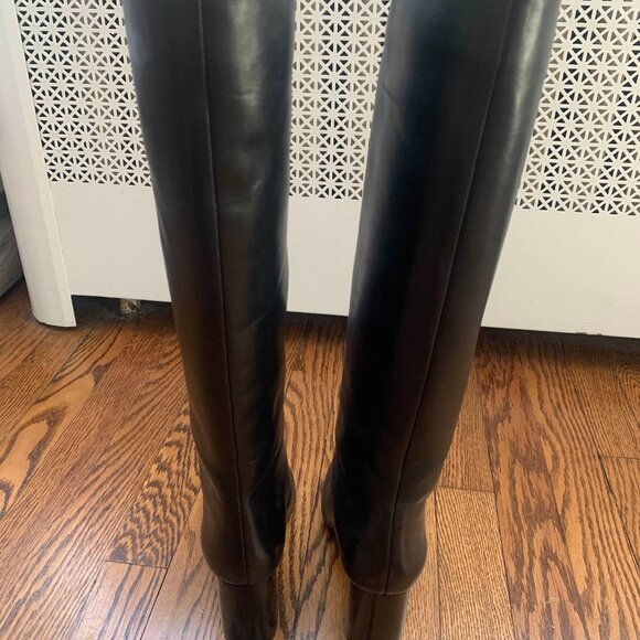 Loeffler Randall Goldy Knee High Boots Black Leather - Picture 4 of 7